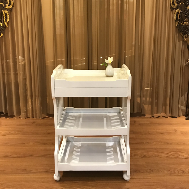 新款推车压缩实木板三层车院小推车纹绣美甲工具架子