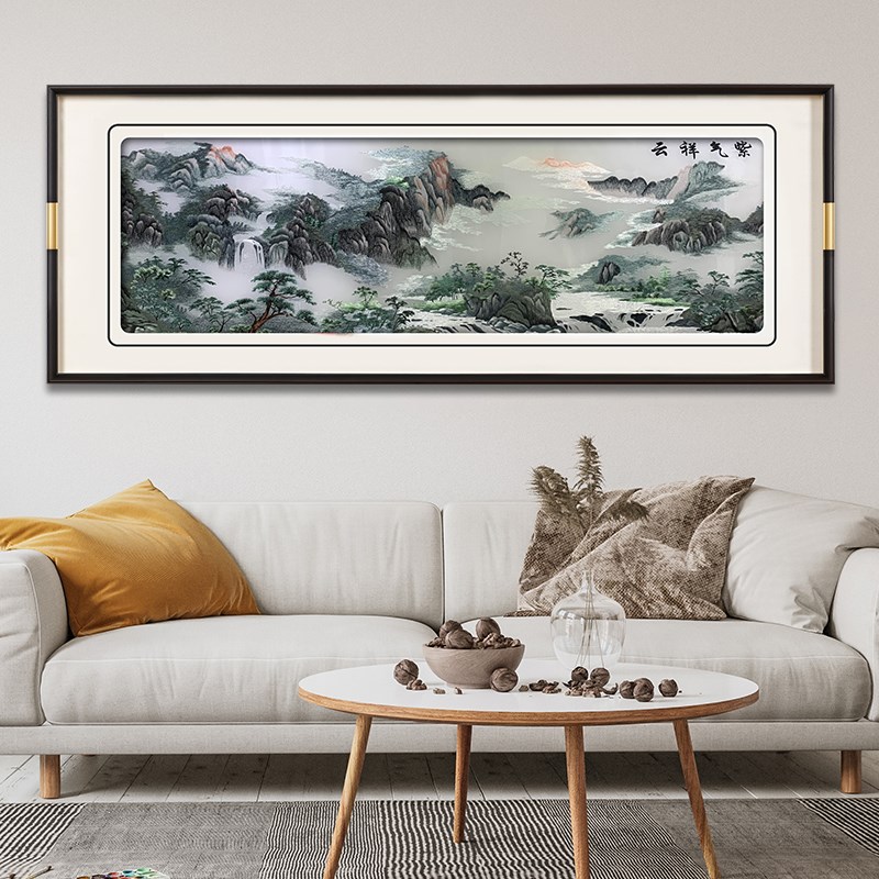 客厅挂画手工苏州刺绣成品鸿运当壁画端沙发背景墙饰画