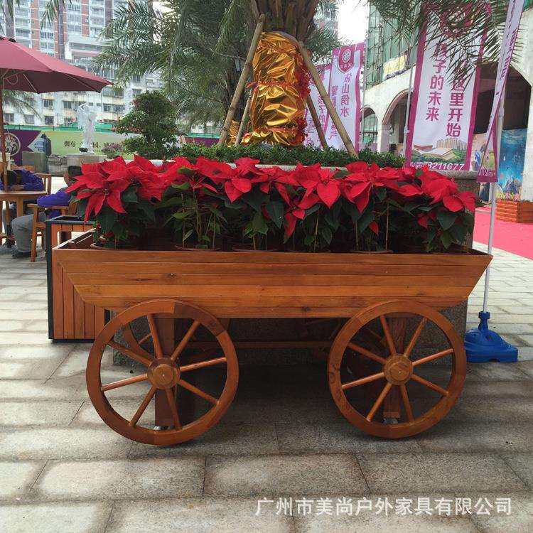 进口实木花车 休闲广场摆放装饰作用 可来图来样