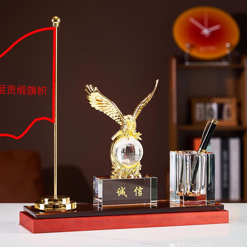 水晶笔筒办公室男士纪念品艺术摆件老师办公桌摆件饰品商务风