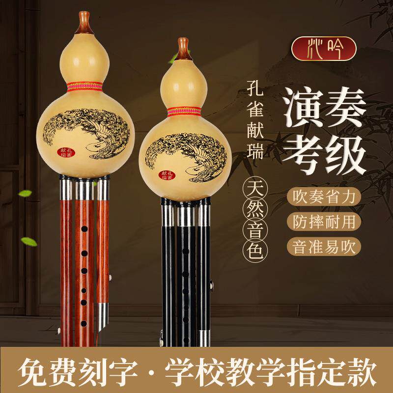 葫芦丝乐器C调降B调专业演奏型高端老红檀木黑檀木实木质儿童成人