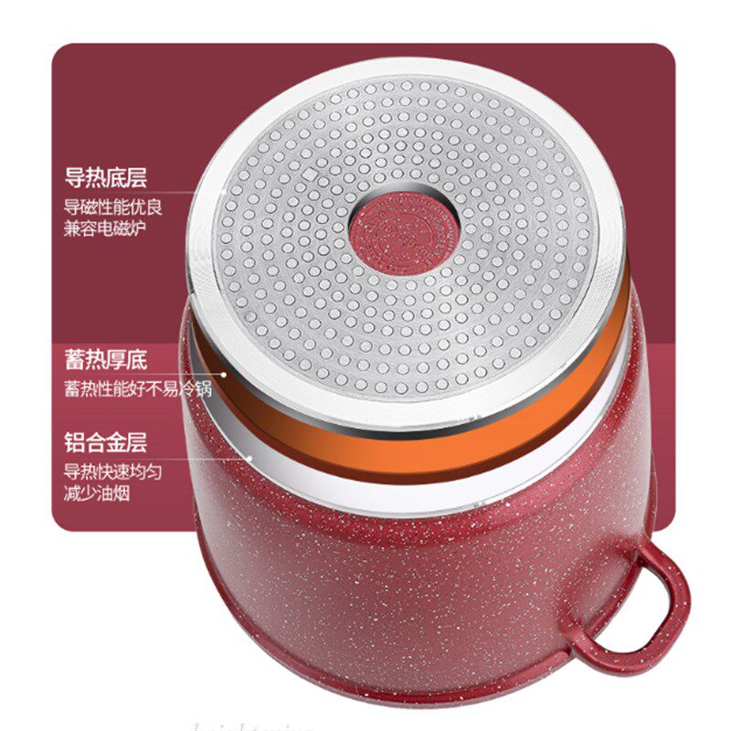 经典麦饭石汤锅耳粘锅电磁炉燃气通用煮粥大容量蒸锅