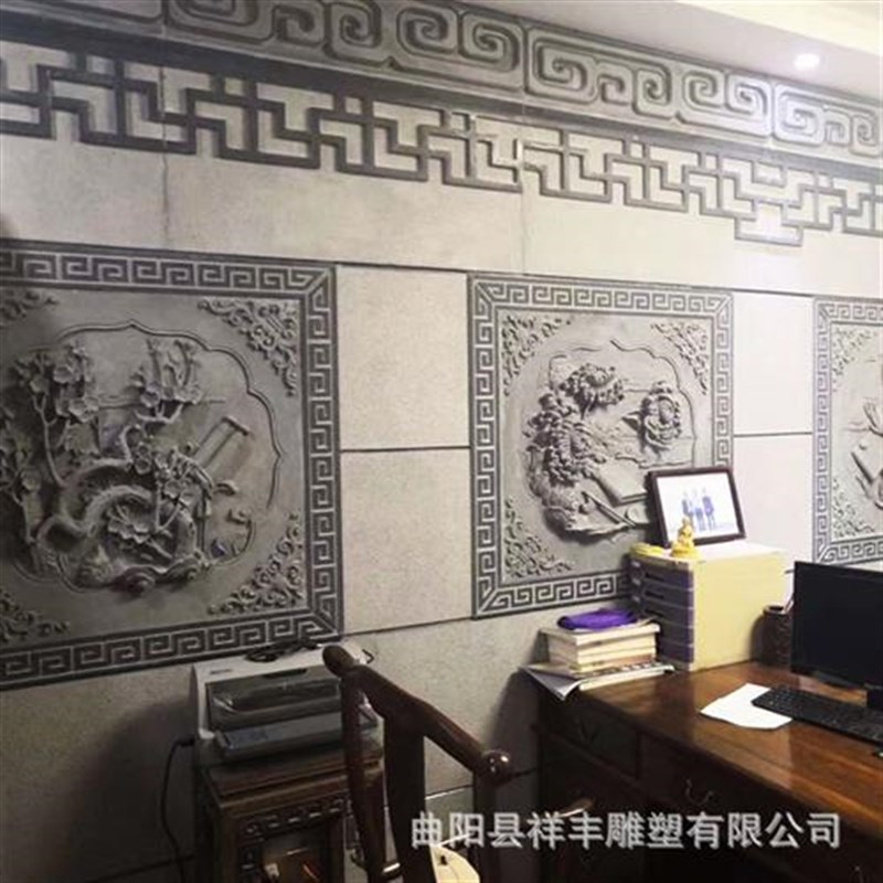 仿古石雕青石砖雕浮雕中式四合院地面圆形地砖庭院砖雕地雕厂家