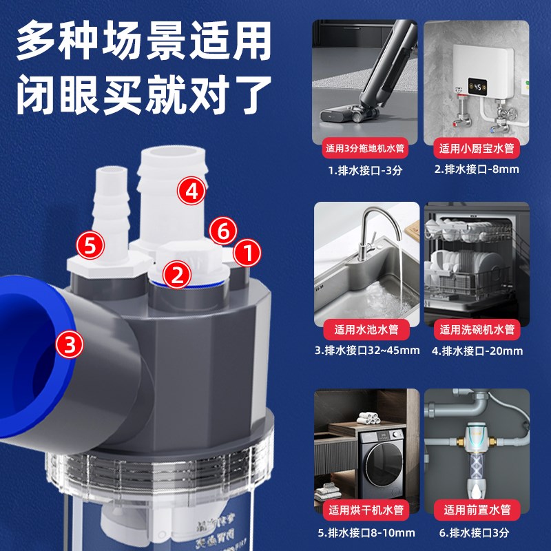 下水管三头通洗衣机地漏接头洗烘套装排水管道口T三通分水器二合