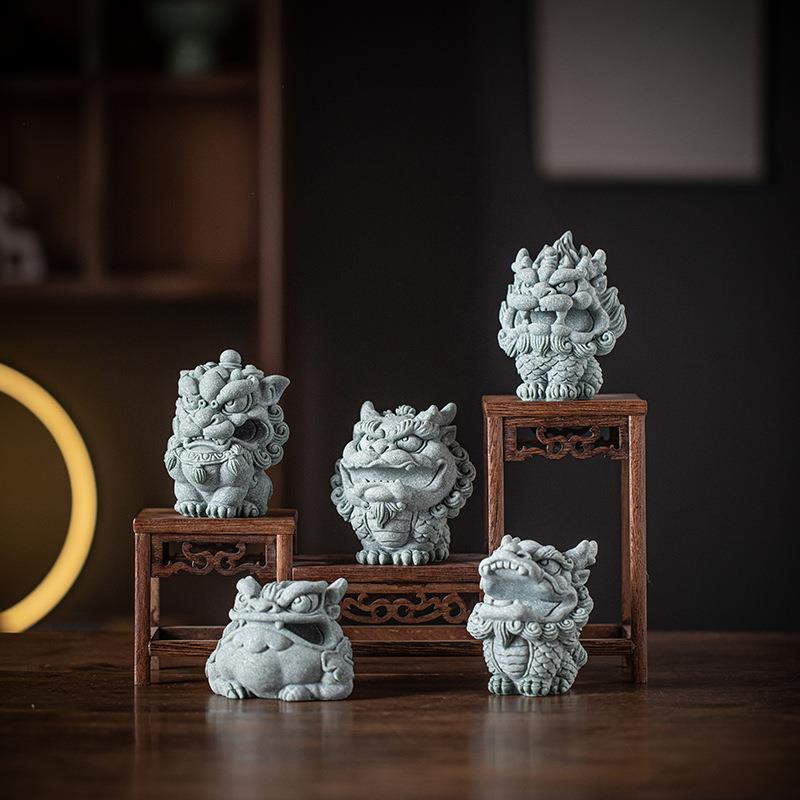 创意瑞兽麒麟金蟾貔貅笔架笔搁文房镇纸茶宠摆件中式书房桌面装饰