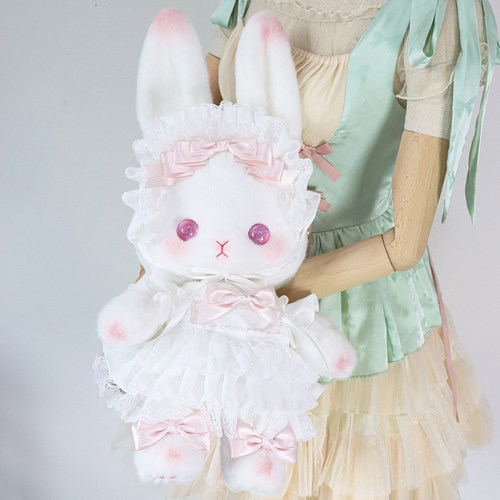 熊兽星球立耳双肩立耳兔包手作可爱自制洛丽塔风格毛绒大容量包包