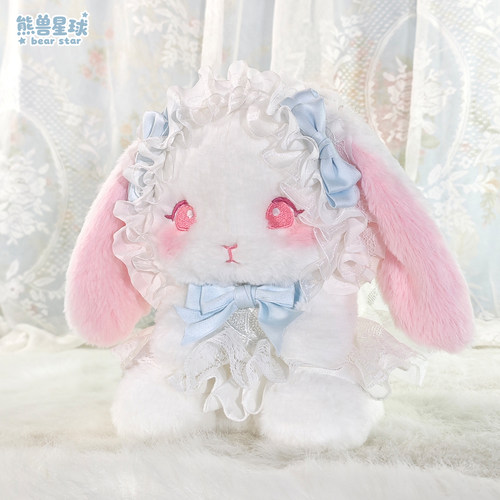 熊兽星球 莓莓兔玩偶包 蓝色手作玩偶包Lolita斜跨双肩手提蝴蝶结