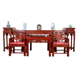 新巢中堂六件农村八仙桌堂屋四件神台条案供桌实木条几客厅家具