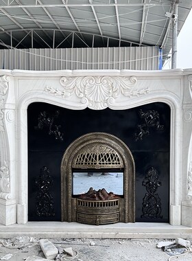 大理石壁炉石雕欧式汉白玉浮雕法式壁炉电视饰柜石材壁炉