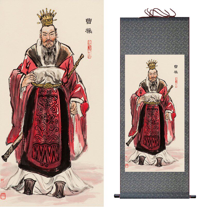 国物诸葛亮刘备公张飞吕布曹操司马懿五虎上将画像卷轴挂画