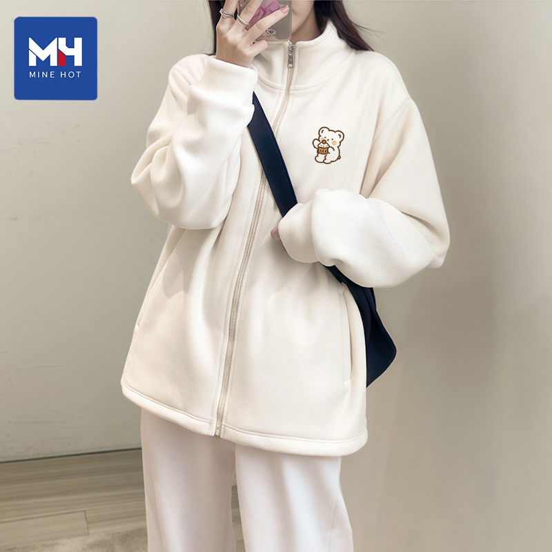 唐狮集团MH冲锋衣内胆女秋冬2025新款加绒加厚外套学生开衫抓绒衣