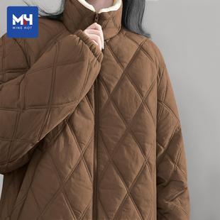 唐狮集团MH棉服女款冬季2025新款巨好看的夹棉外套羊羔绒加厚棉袄