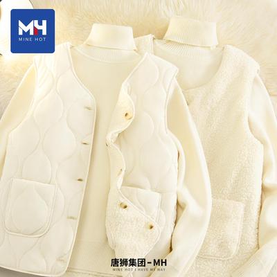 唐狮集团双面穿马甲女款2025新款冬季夹棉保暖内搭女款摇粒绒背心