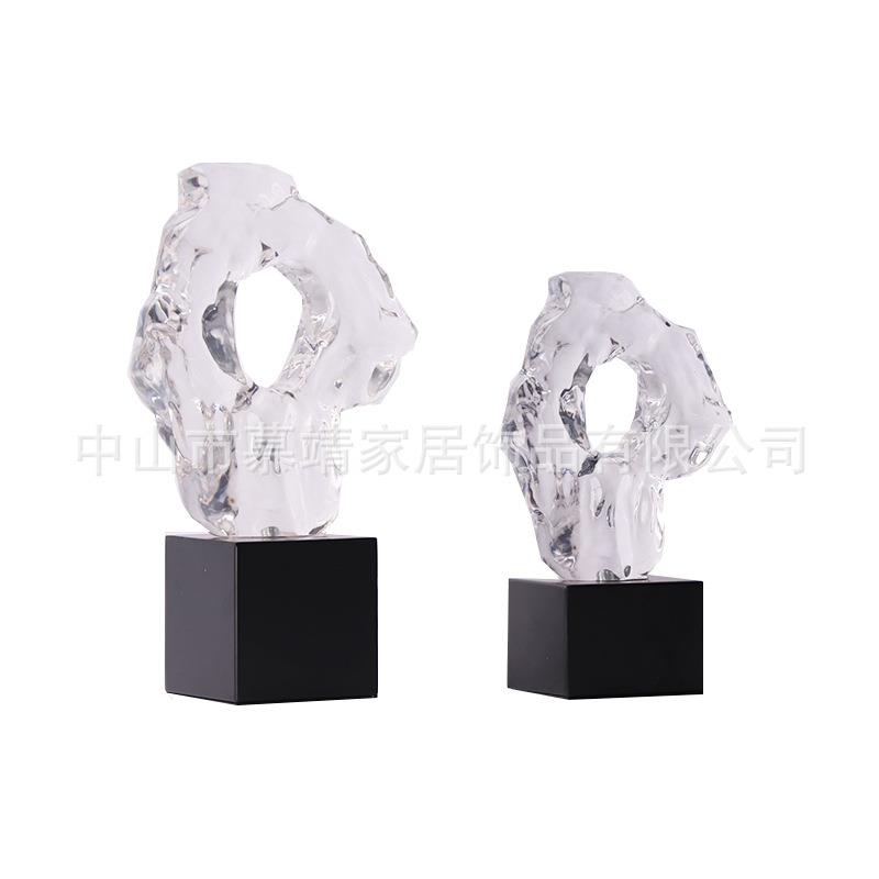 创意新中式现代透明树脂假山石盆景摆件茶几书桌玄关家居饰品