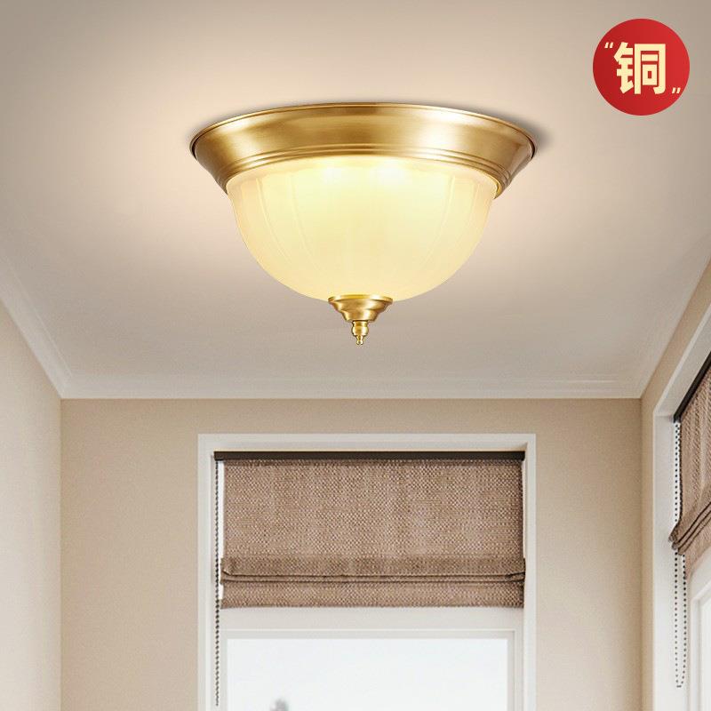 全铜美式过道吸顶灯入户门厅玄关灯走廊灯具led现代简约楼梯原木