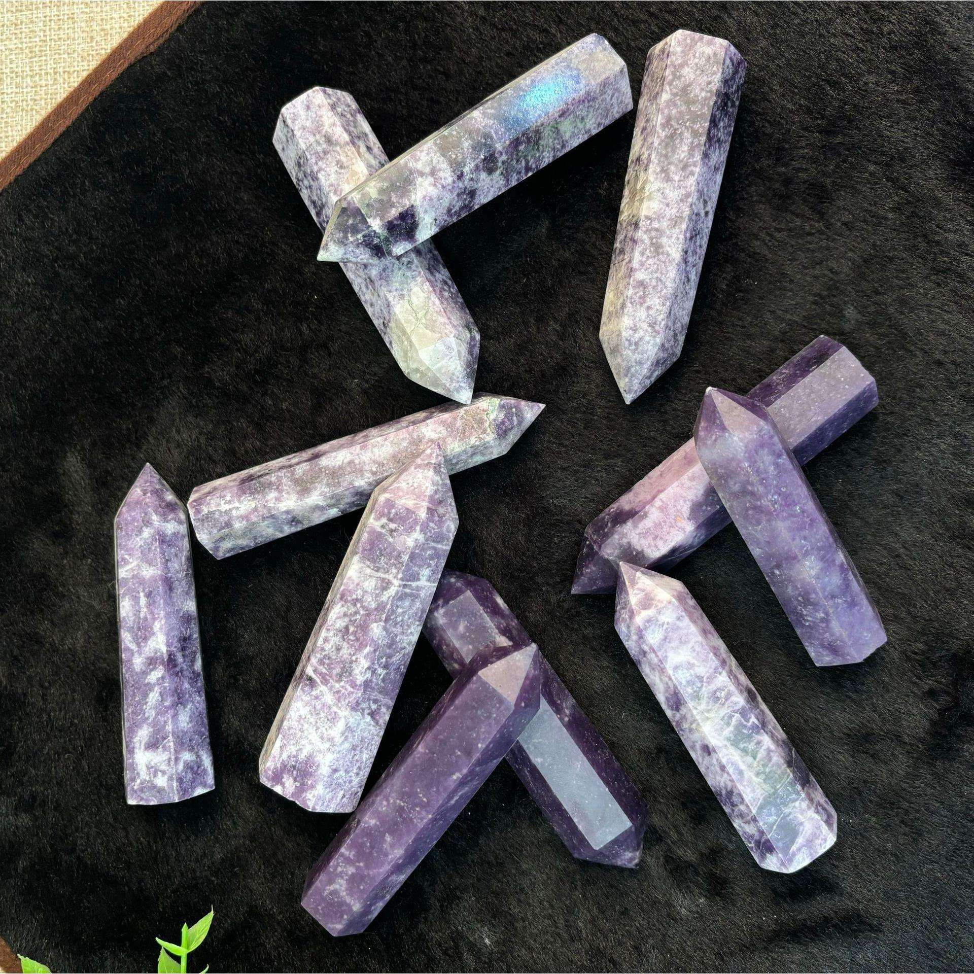 天然紫云母水晶柱公斤货源直供白紫粉黄水晶消磁风水摆件家居