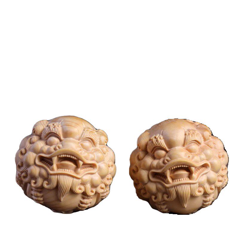 天然黄杨木貔貅保健球把玩球木雕转运文玩按摩球小