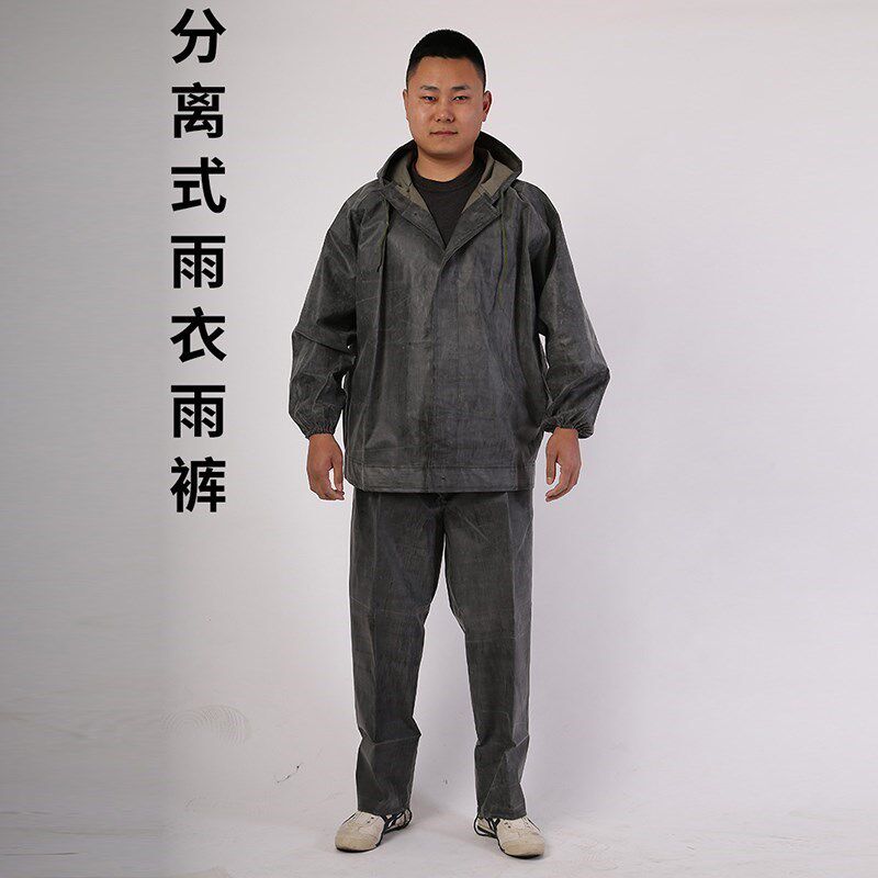 劳保帆布衣雨加厚层帆布耐磨雨衣雨裤式工地抗洪