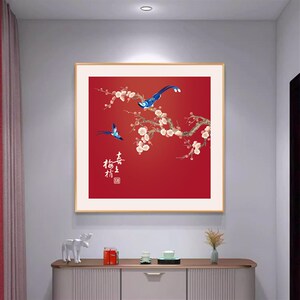 喜上眉梢玄挂画喜上枝客厅饰画喜庆鸟壁画走廊过道级感