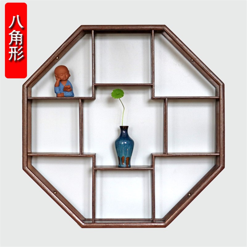 鸡翅实木小博古架现代挂壁式挂墙上多宝阁茶壶董架