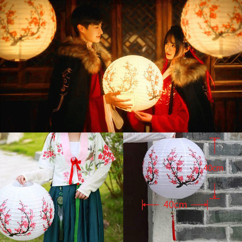 新美女私房艺术汉服古装拍照摄影道具夜景拍摄纸灯手持舞蹈
