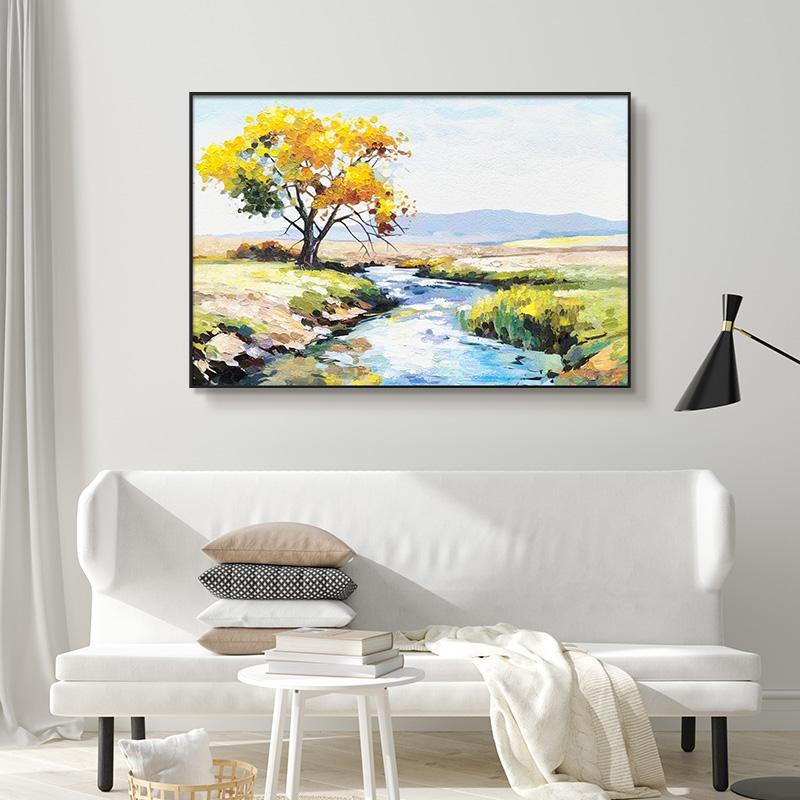 手工砂岩厚油肌理画 山水装饰画客厅走廊过道尽头床头挂画山水601