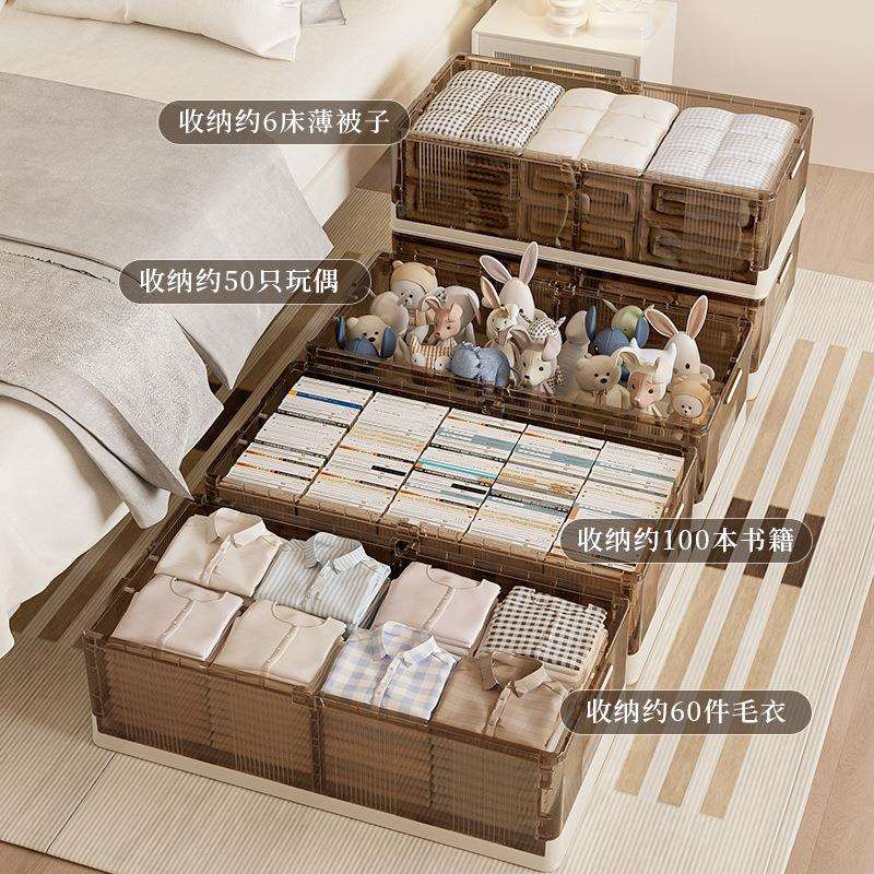 床底折叠收纳箱塑料透明特大号滚轮防尘储物箱玩具衣服被子整理箱