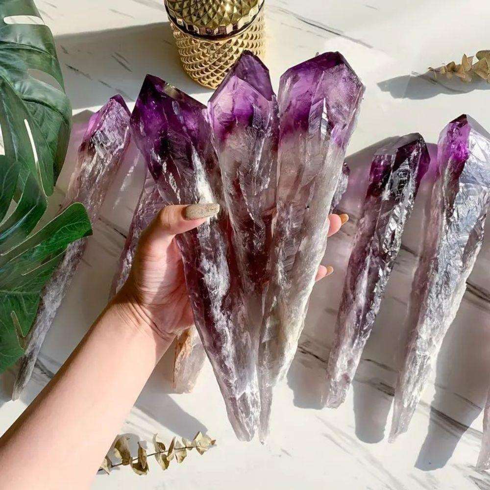 乌拉圭天然紫水晶权杖骸骨骨干紫晶石原石原皮矿石水晶工艺品摆件