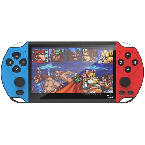 跨镜X12新款5.1寸大屏儿童双遥杆PSP掌上游戏机街机FC厂家GBA掌机