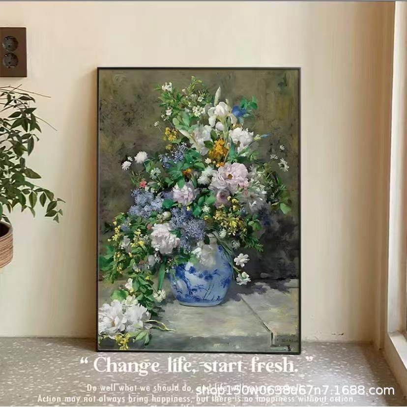 春之花束雷诺阿油画微喷壁画客厅卧室沙发背景装饰画简约花卉挂画,农机/农具/农膜,其它农用工具,淘宝优惠券,粉丝福利购,淘宝优惠卷