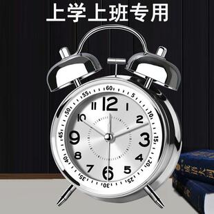 声金属打铃闹钟学生宿舍儿童夜光静音走时起床闹铃充可赵之郑