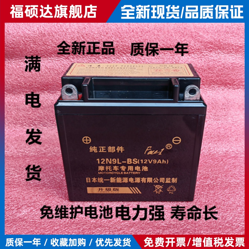 12V摩托车电瓶12v9a免维护干蓄电池125弯梁踏板车通用干电池7ah