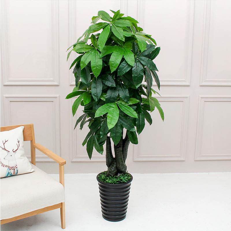 新款仿真发财盆景假树仿真树塑料花绿植客厅落地室内盆栽装饰摆件