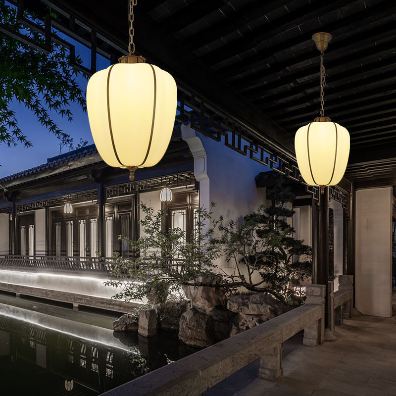 户外中式仿古LED云石吊灯
