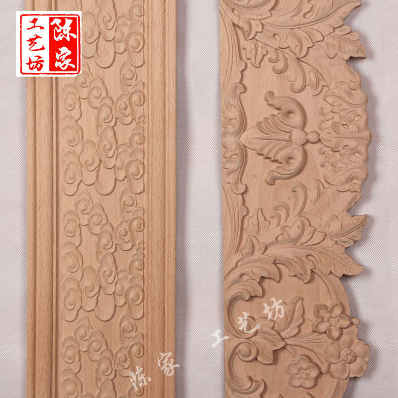 东阳木雕欧式装修吊顶背景墙边框祥云实木雕阴角线装饰木线条宽