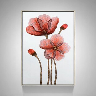 后现代装饰画手绘油画艺术框画抽象卉客厅挂画玄关走廊画