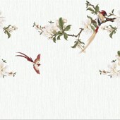 独秀刺绣壁布独绣背景墙沙发背景卧室客厅床头绣玉兰鸟墙布