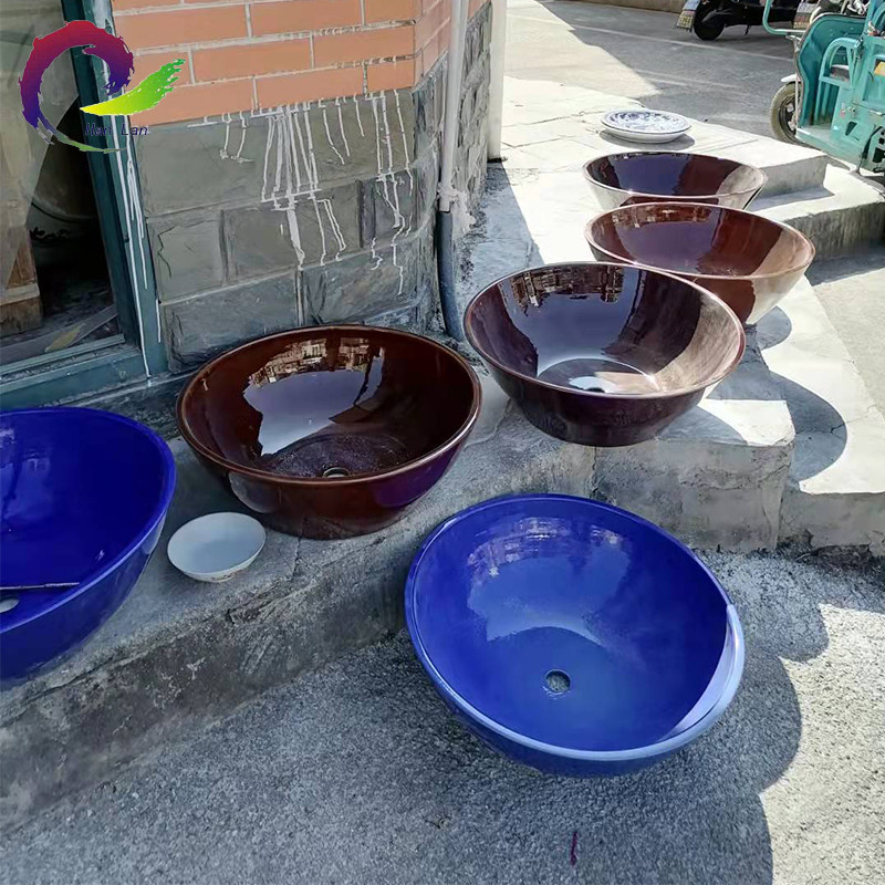 古法按摩洗脚盆放石头进去陶瓷泡脚缸泰式足浴店按摩泡脚盆大小号