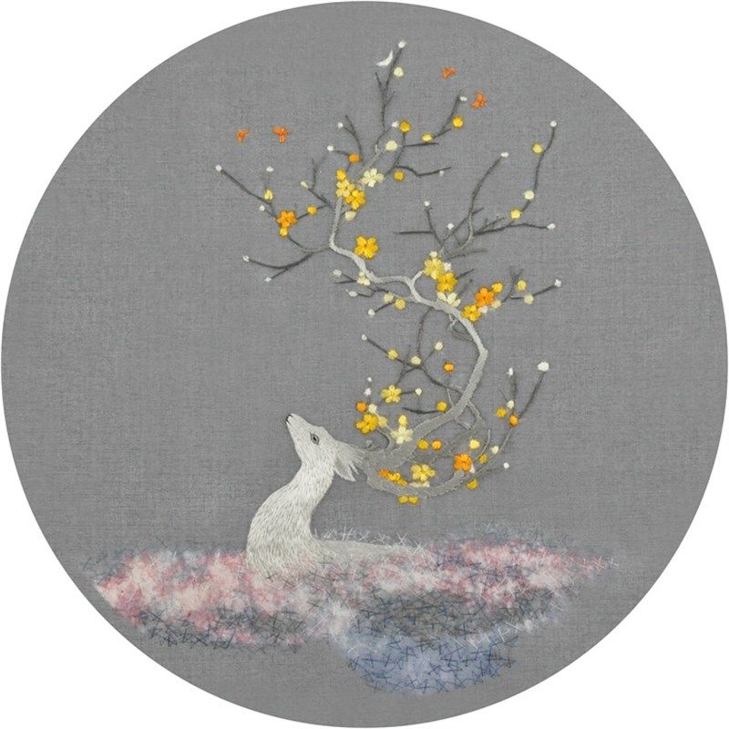 苏绣初学 痕迹图指导群苏州刺绣扇子面绣团扇材料包