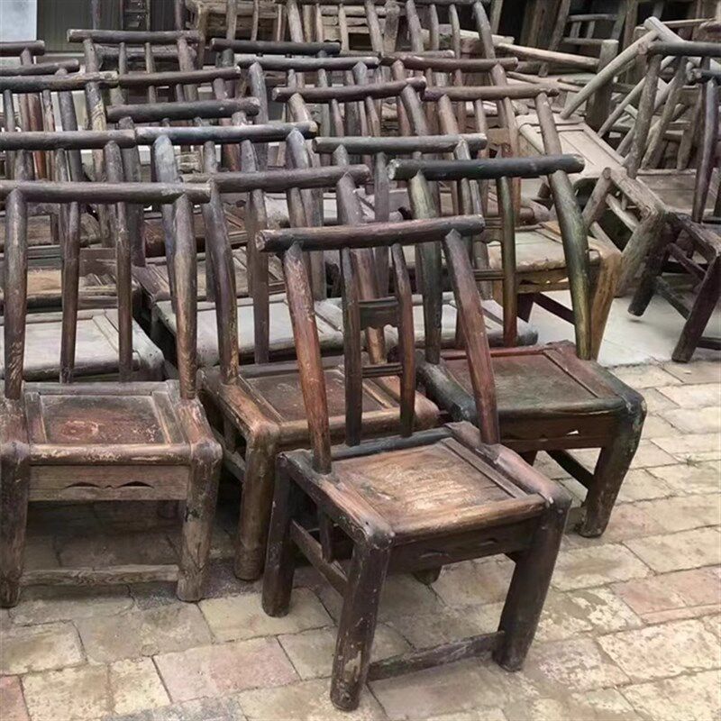 老式榆木小板凳怀旧老物件农村旧家具靠背椅复古道具