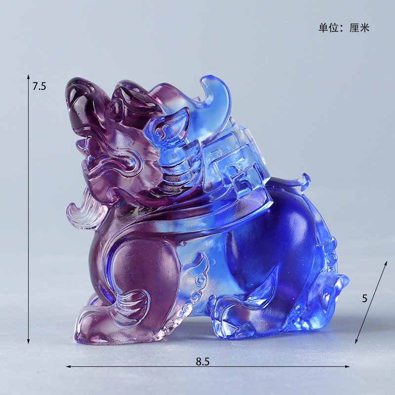 琉璃貔貅琥珀紫蓝水晶客厅装饰品收银台业乔迁礼品古代瑞兽