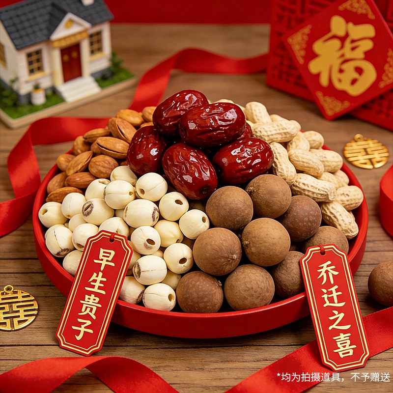 结婚专用红枣早生贵子干果组合婚房摆件乔迁之喜组合装营养干货