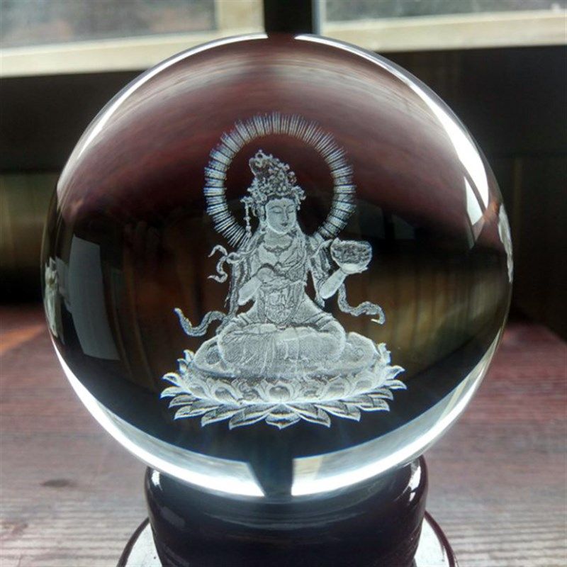 结缘坚牢地神地天监牢女佛菩萨水晶球佛堂供奉居饰玄