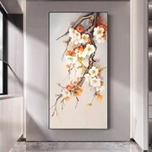 手绘油画现代入户玄关装 饰画新富贵竖走廊过道挂画