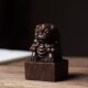 沉香木狮子印章木雕手把件办公室工艺品汽车饰品抓周官印
