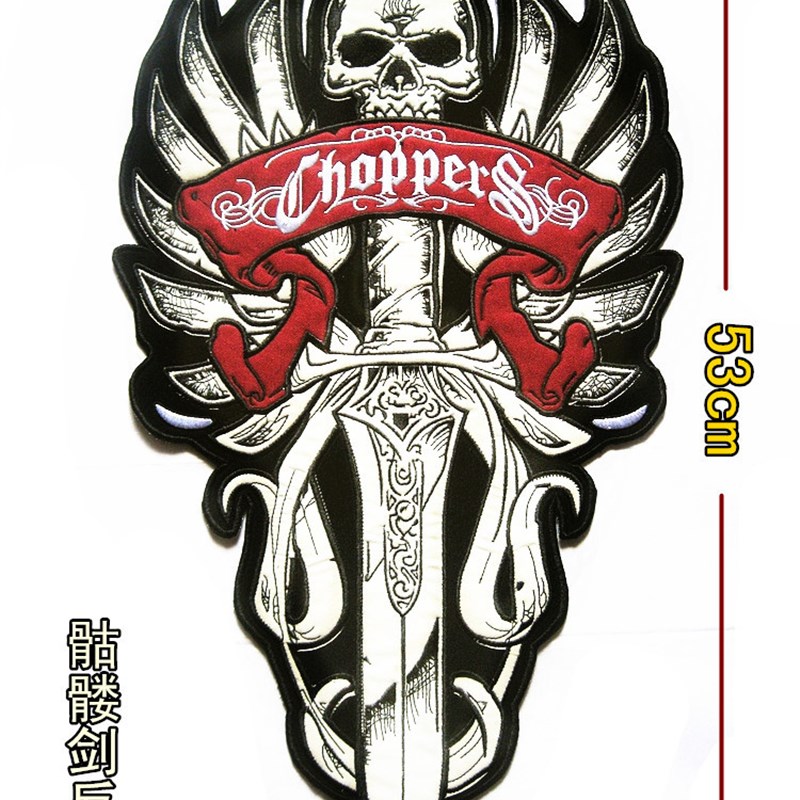 摩布哈雷刺绣骷髅反光发动老鹰翅膀死神魔鬼徽章补丁