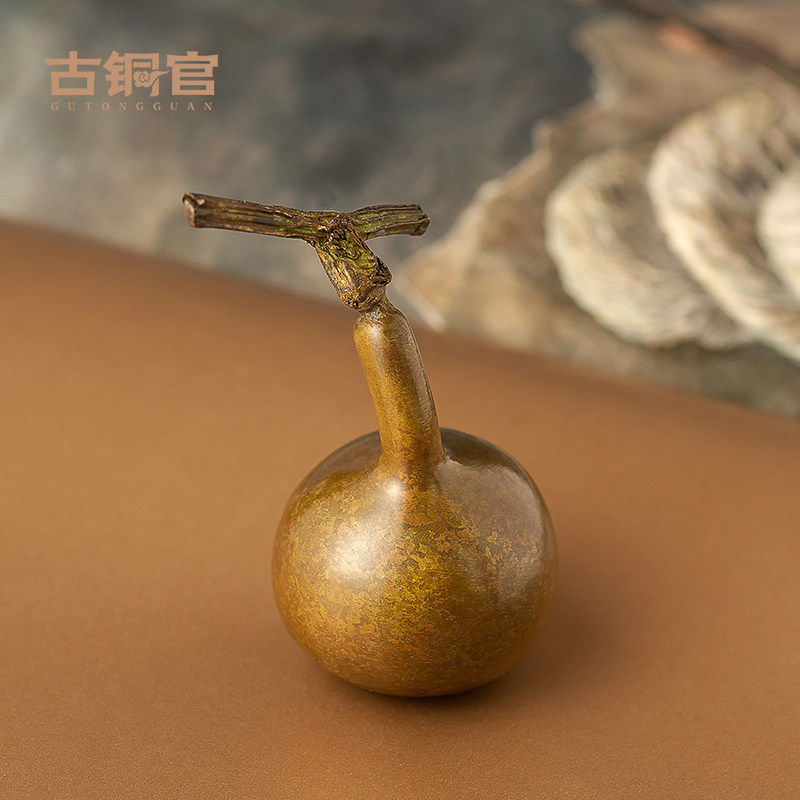 铜葫芦男士把玩斑铜解压手捻葫芦办公室收藏文玩小