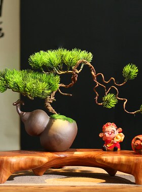 新仿真迎客松红枫绿植盆景酒店造景饰客厅玄室内景观