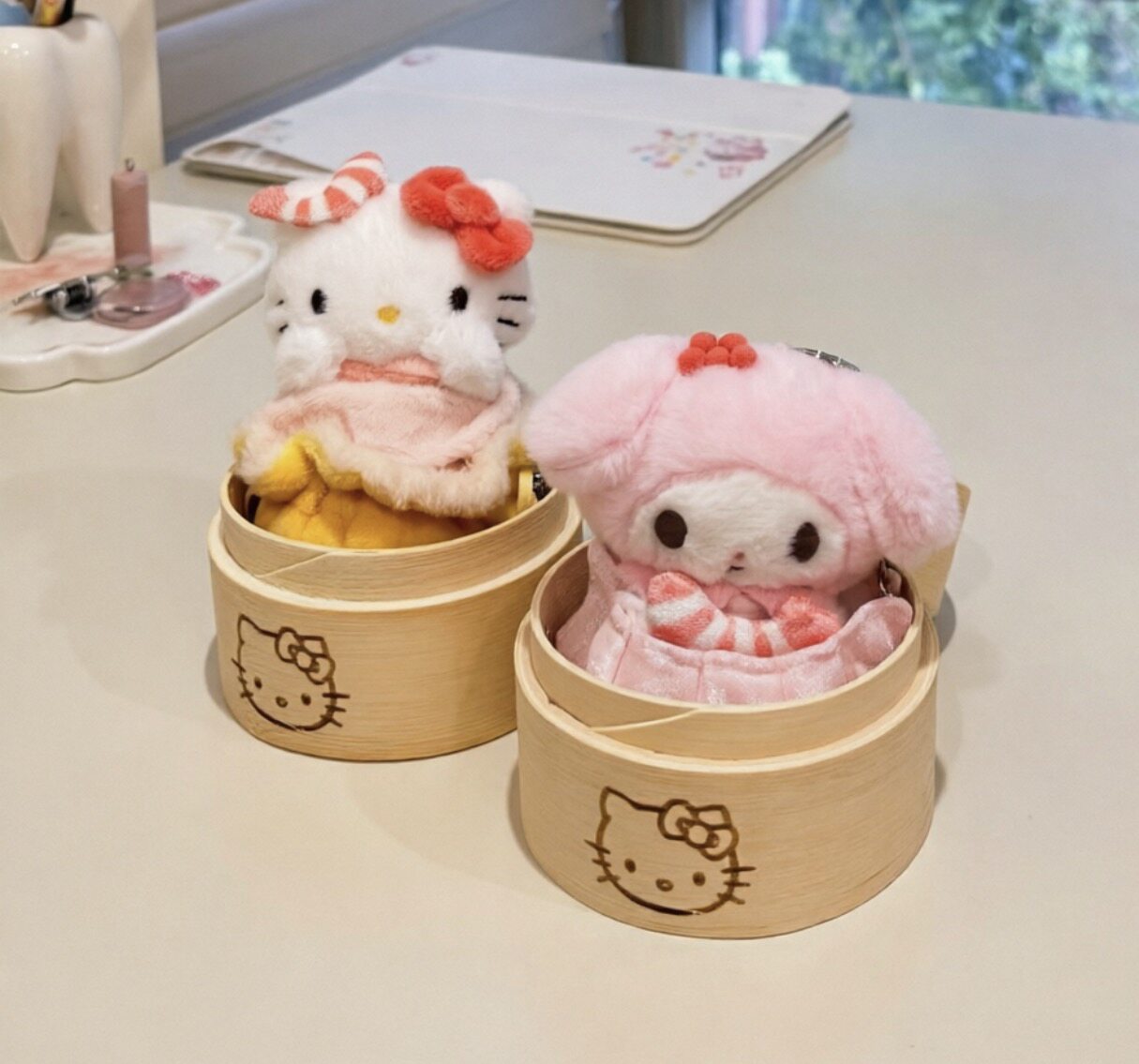 日本可爱广东限定 烧麦kt 虾饺美乐蒂2026年美乐蒂毛绒公仔挂件图片