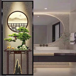 流水生财入户玄关客厅屏风隔断侘寂风艺术玻璃卫生间遮挡墙 新中式